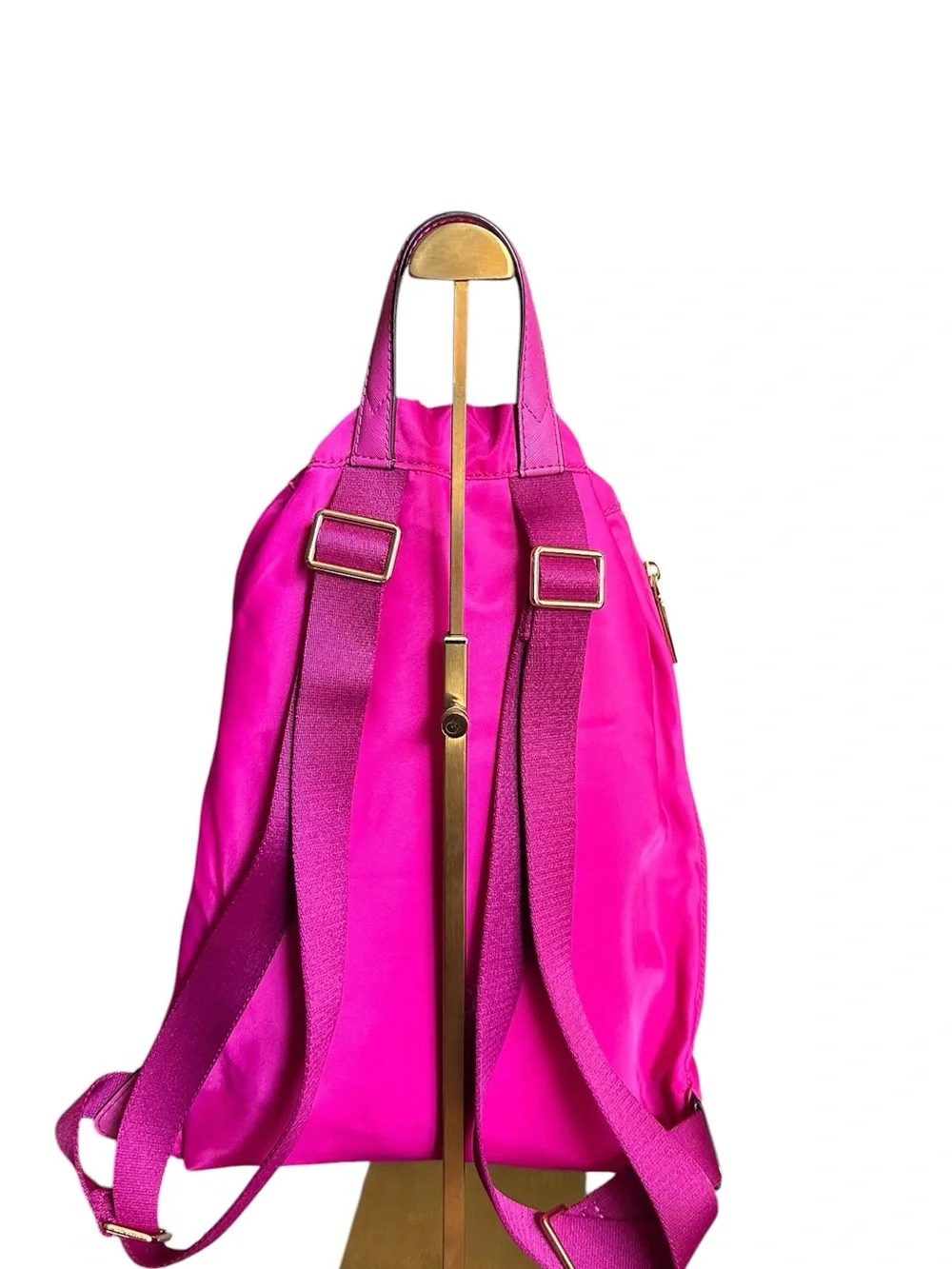Marc Jacobs Hot Pink Nylon Drawstring Backpack Gold Hardware